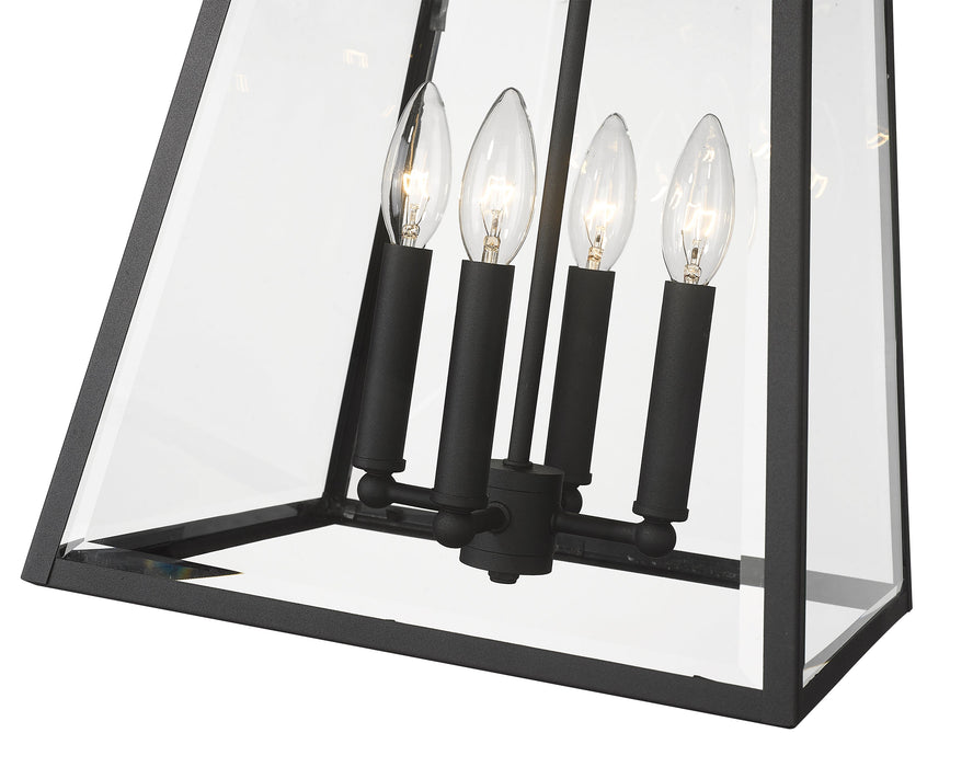 Outdoor Chain Mount Ceiling Fixture Z-Lite 521CHB-BK Black Broughton 4 Light Outdoor Chain Mount Ceiling Fixture Z-Lite