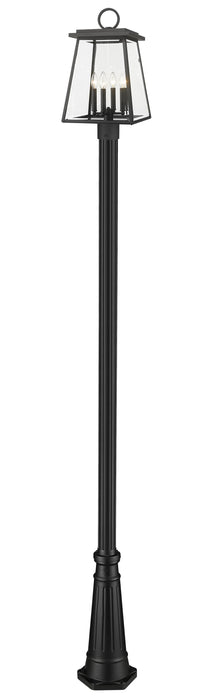 Outdoor Post Mounted Fixture Z-Lite 521PHBR-519P-BK Black Broughton 4 Light Outdoor Post Mounted Fixture Z-Lite