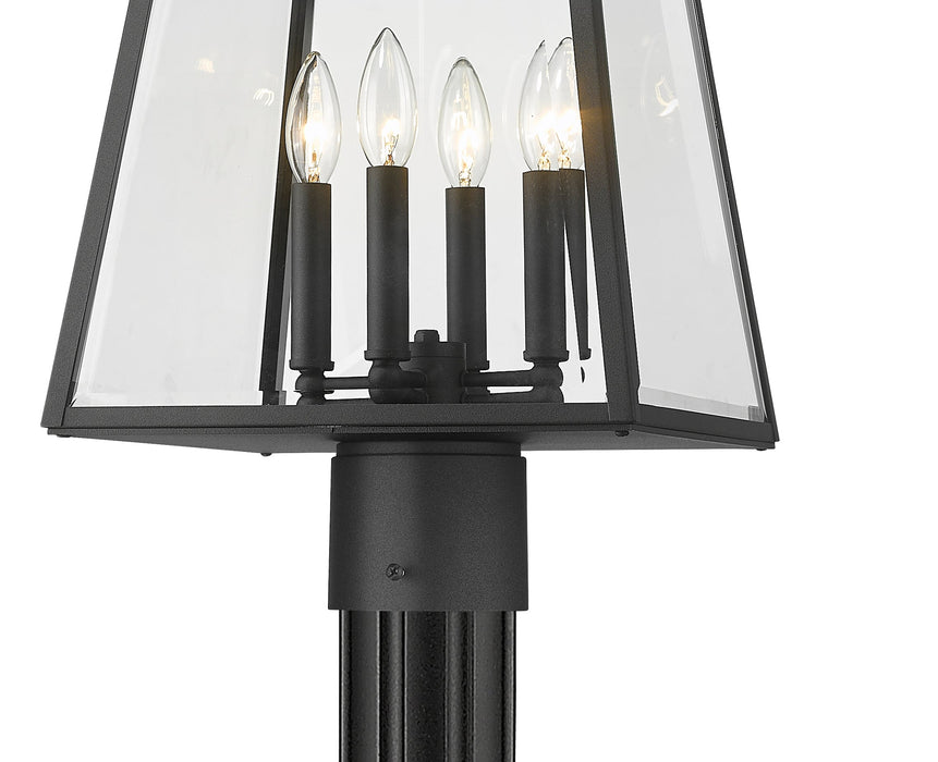 Outdoor Post Mounted Fixture Z-Lite 521PHBR-519P-BK Black Broughton 4 Light Outdoor Post Mounted Fixture Z-Lite