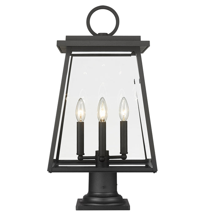 Outdoor Pier Mounted Fixture Z-Lite 521PHBR-533PM-BK Black Broughton 4 Light Outdoor Pier Mounted Fixture Z-Lite