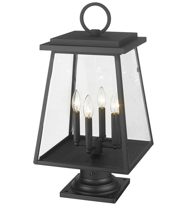 Outdoor Pier Mounted Fixture Z-Lite 521PHBR-533PM-BK Black Broughton 4 Light Outdoor Pier Mounted Fixture Z-Lite
