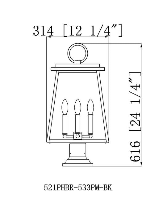 Outdoor Pier Mounted Fixture Z-Lite 521PHBR-533PM-BK Black Broughton 4 Light Outdoor Pier Mounted Fixture Z-Lite