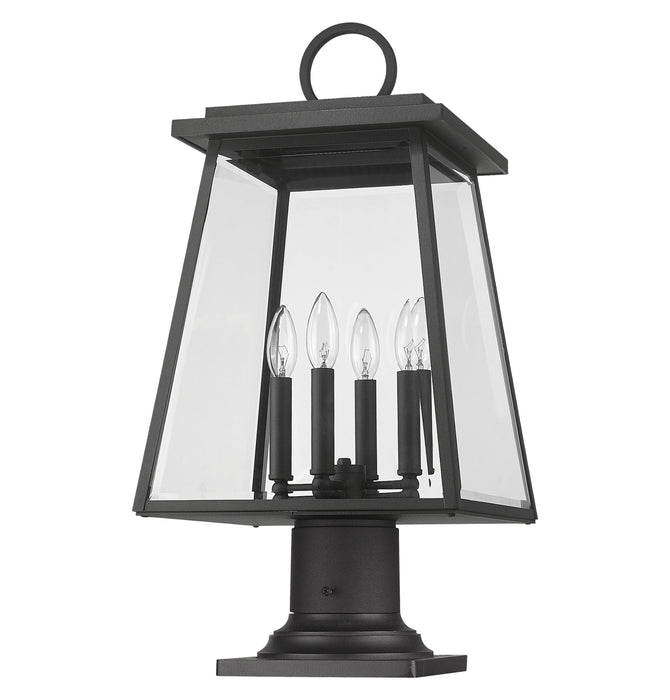 Outdoor Pier Mounted Fixture Z-Lite 521PHBR-533PM-BK Black Broughton 4 Light Outdoor Pier Mounted Fixture Z-Lite