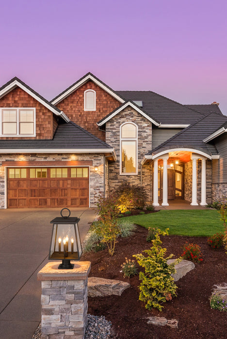 Outdoor Pier Mounted Fixture Z-Lite 521PHBR-533PM-BK Black Broughton 4 Light Outdoor Pier Mounted Fixture Z-Lite