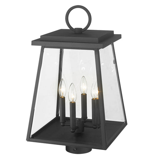 Outdoor Post Mount Fixture Z-Lite 521PHBR-BK Black Broughton 4 Light Outdoor Post Mount Fixture Z-Lite