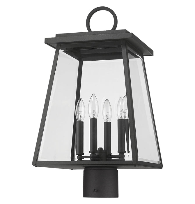 Outdoor Post Mount Fixture Z-Lite 521PHBR-BK Black Broughton 4 Light Outdoor Post Mount Fixture Z-Lite