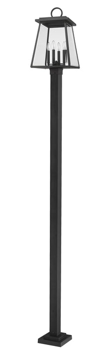 Outdoor Post Mounted Fixture Z-Lite 521PHBS-536P-BK Black Broughton 4 Light Outdoor Post Mounted Fixture Z-Lite