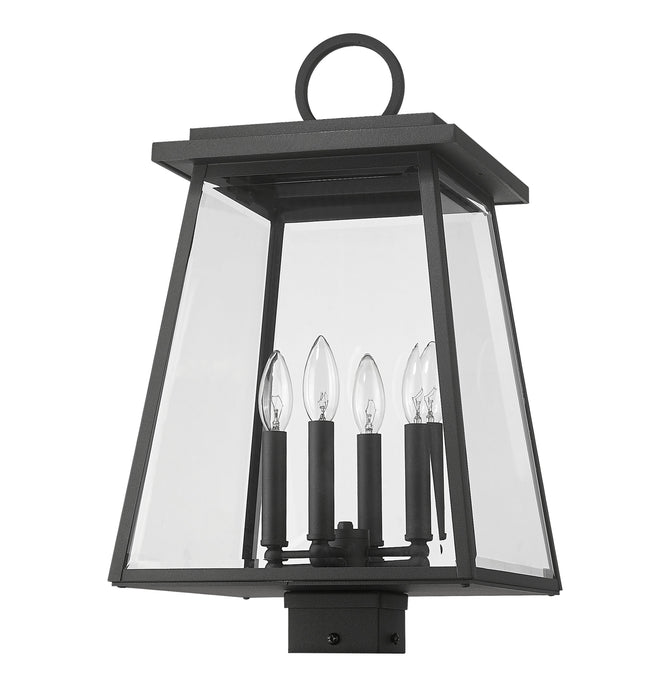 Outdoor Post Mount Fixture Z-Lite 521PHBS-BK Black Broughton 4 Light Outdoor Post Mount Fixture Z-Lite