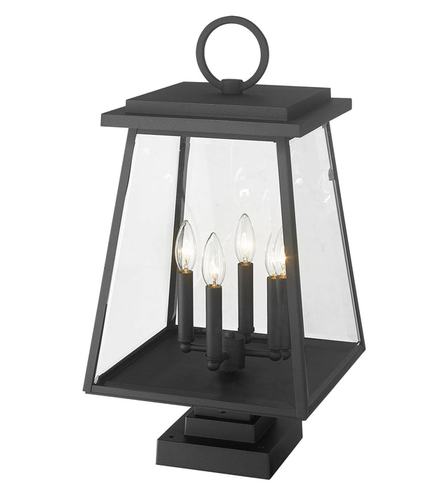 Outdoor Pier Mounted Fixture Z-Lite 521PHBS-SQPM-BK Black Broughton 4 Light Outdoor Pier Mounted Fixture Z-Lite