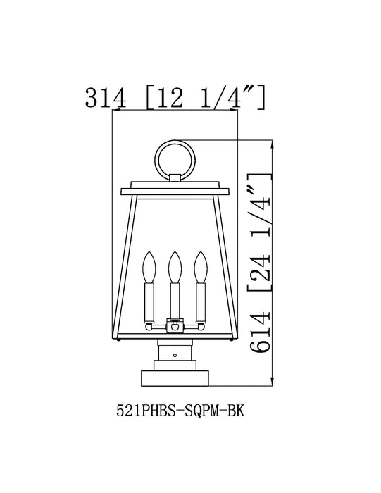 Outdoor Pier Mounted Fixture Z-Lite 521PHBS-SQPM-BK Black Broughton 4 Light Outdoor Pier Mounted Fixture Z-Lite