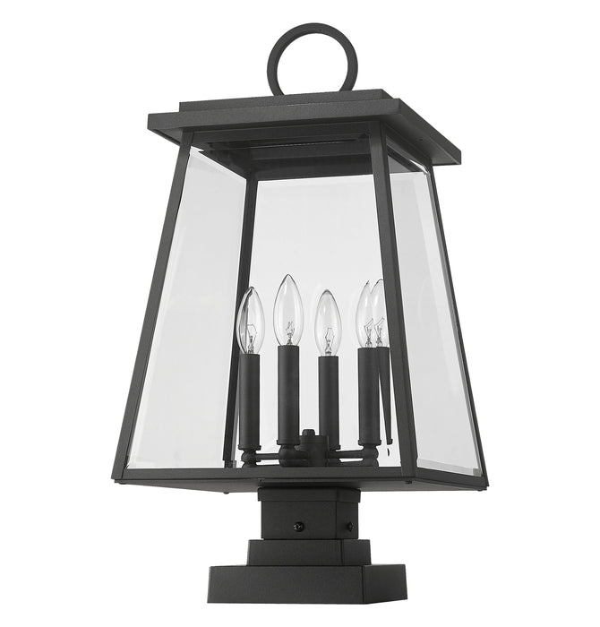 Outdoor Pier Mounted Fixture Z-Lite 521PHBS-SQPM-BK Black Broughton 4 Light Outdoor Pier Mounted Fixture Z-Lite