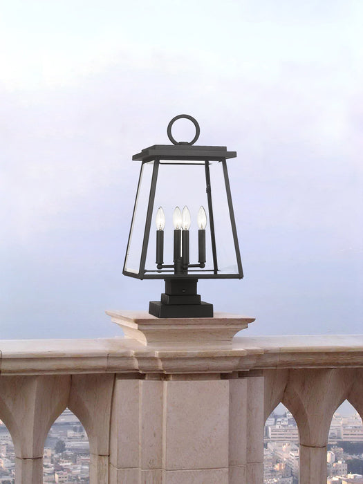 Outdoor Pier Mounted Fixture Z-Lite 521PHBS-SQPM-BK Black Broughton 4 Light Outdoor Pier Mounted Fixture Z-Lite