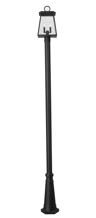 Outdoor Post Mounted Fixture Z-Lite 521PHMR-519P-BK Black Broughton 2 Light Outdoor Post Mounted Fixture Z-Lite