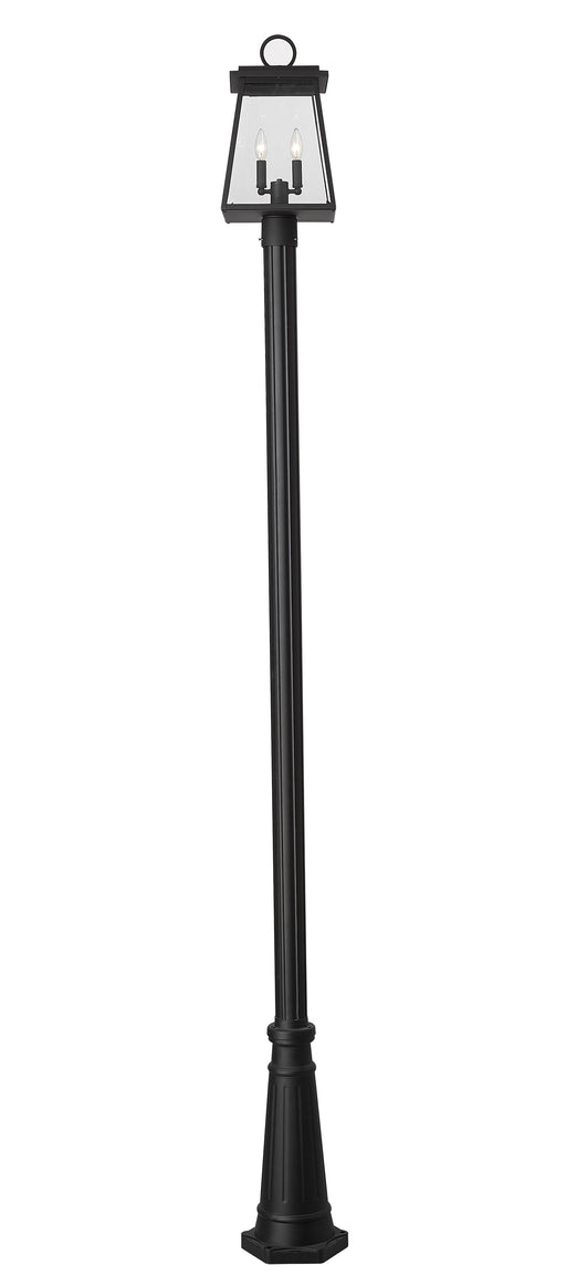 Outdoor Post Mounted Fixture Z-Lite 521PHMR-519P-BK Black Broughton 2 Light Outdoor Post Mounted Fixture Z-Lite