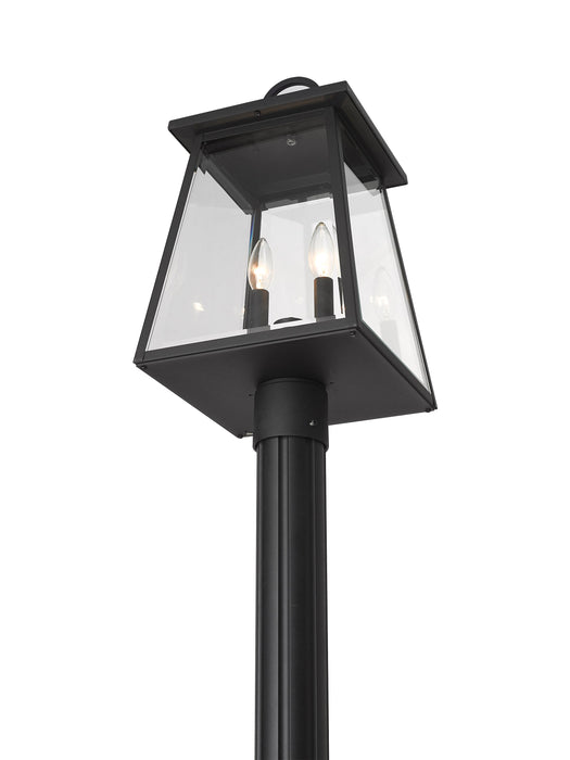 Outdoor Post Mounted Fixture Z-Lite 521PHMR-519P-BK Black Broughton 2 Light Outdoor Post Mounted Fixture Z-Lite