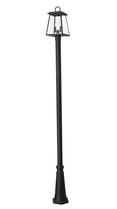 Outdoor Post Mounted Fixture Z-Lite 521PHMR-519P-BK Black Broughton 2 Light Outdoor Post Mounted Fixture Z-Lite