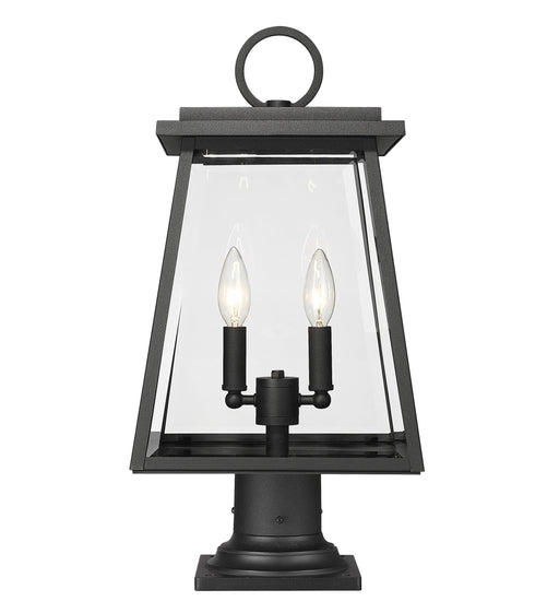 Outdoor Pier Mounted Fixture Z-Lite 521PHMR-533PM-BK Black Broughton 2 Light Outdoor Pier Mounted Fixture Z-Lite