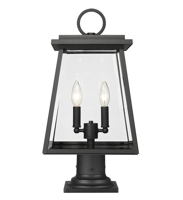 Outdoor Pier Mounted Fixture Z-Lite 521PHMR-533PM-BK Black Broughton 2 Light Outdoor Pier Mounted Fixture Z-Lite