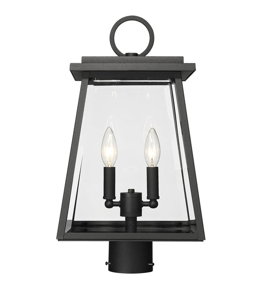 Outdoor Post Mount Fixture Z-Lite 521PHMR-BK Black Broughton 2 Light Outdoor Post Mount Fixture Z-Lite
