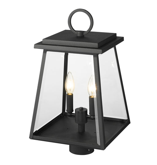 Outdoor Post Mount Fixture Z-Lite 521PHMR-BK Black Broughton 2 Light Outdoor Post Mount Fixture Z-Lite