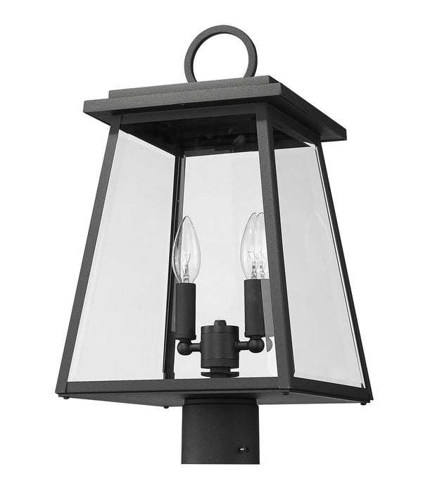 Outdoor Post Mount Fixture Z-Lite 521PHMR-BK Black Broughton 2 Light Outdoor Post Mount Fixture Z-Lite