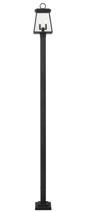 Outdoor Post Mounted Fixture Z-Lite 521PHMS-536P-BK Black Broughton 2 Light Outdoor Post Mounted Fixture Z-Lite