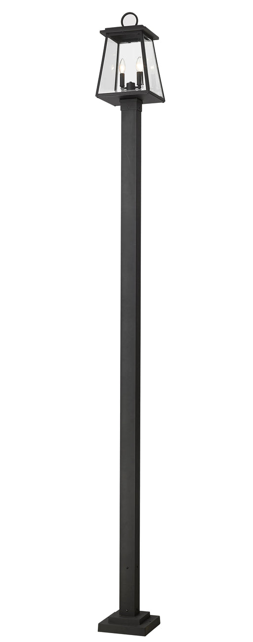 Outdoor Post Mounted Fixture Z-Lite 521PHMS-536P-BK Black Broughton 2 Light Outdoor Post Mounted Fixture Z-Lite