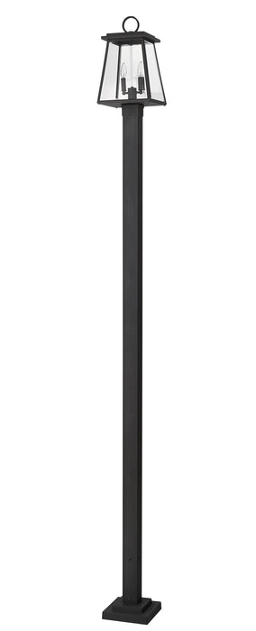 Outdoor Post Mounted Fixture Z-Lite 521PHMS-536P-BK Black Broughton 2 Light Outdoor Post Mounted Fixture Z-Lite