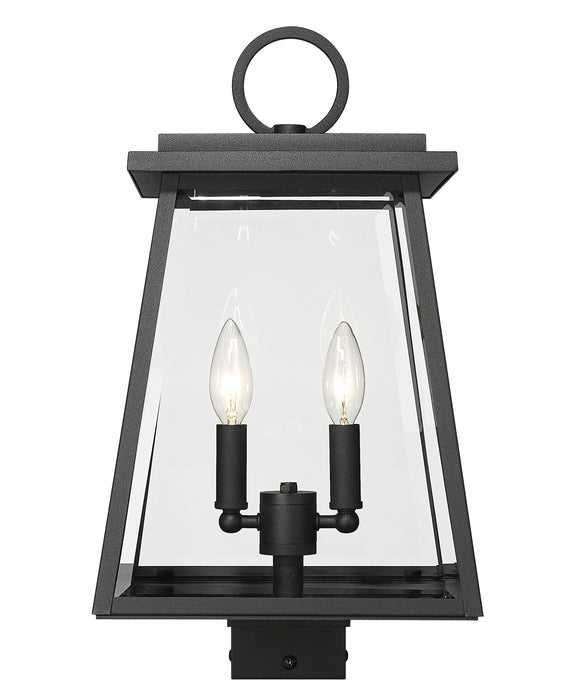 Outdoor Post Mount Fixture Z-Lite 521PHMS-BK Black Broughton 2 Light Outdoor Post Mount Fixture Z-Lite