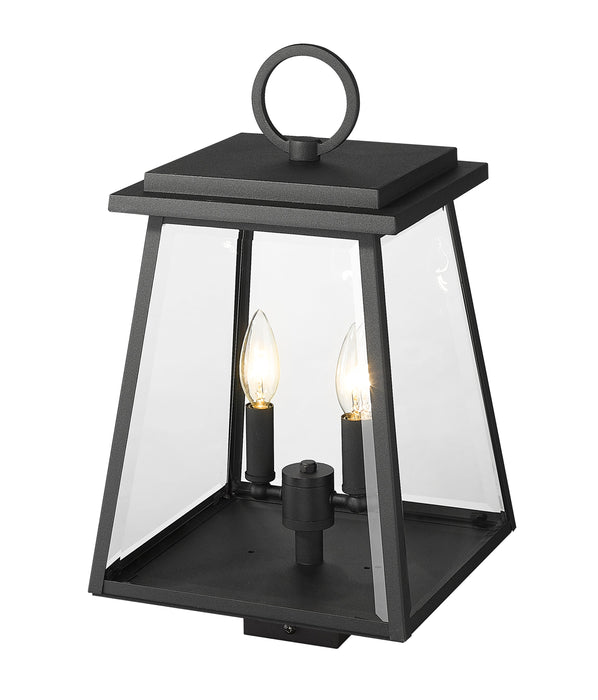Outdoor Post Mount Fixture Z-Lite 521PHMS-BK Black Broughton 2 Light Outdoor Post Mount Fixture Z-Lite