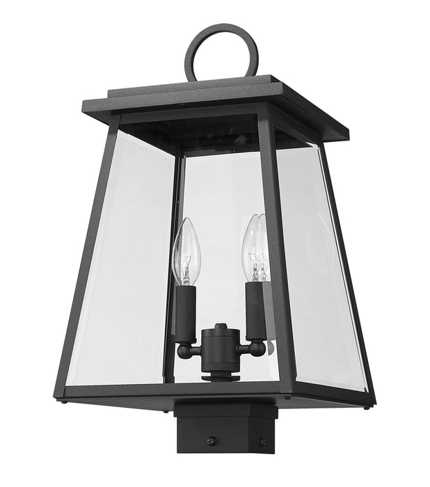 Outdoor Post Mount Fixture Z-Lite 521PHMS-BK Black Broughton 2 Light Outdoor Post Mount Fixture Z-Lite