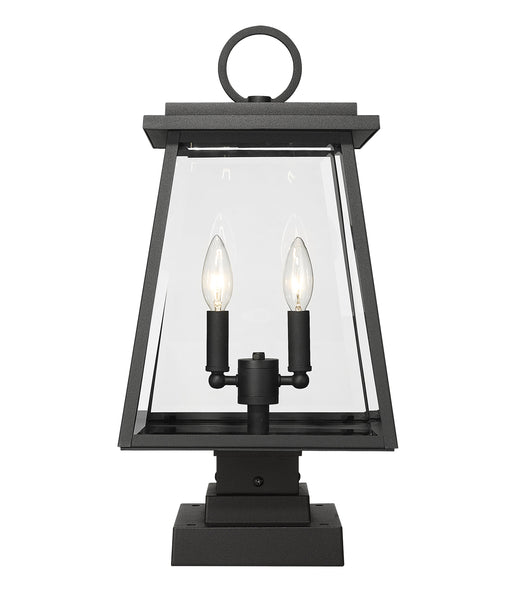 Outdoor Pier Mounted Fixture Z-Lite 521PHMS-SQPM-BK Black Broughton 2 Light Outdoor Pier Mounted Fixture Z-Lite