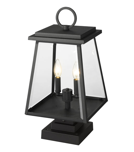 Outdoor Pier Mounted Fixture Z-Lite 521PHMS-SQPM-BK Black Broughton 2 Light Outdoor Pier Mounted Fixture Z-Lite