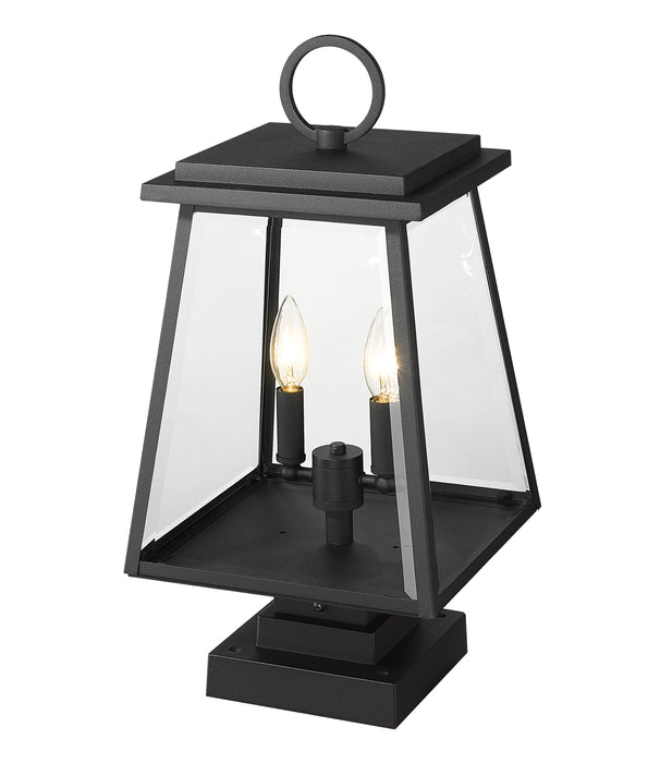 Outdoor Pier Mounted Fixture Z-Lite 521PHMS-SQPM-BK Black Broughton 2 Light Outdoor Pier Mounted Fixture Z-Lite