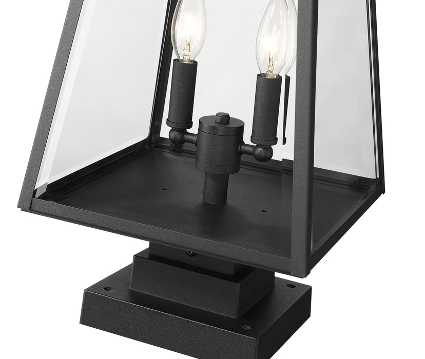 Outdoor Pier Mounted Fixture Z-Lite 521PHMS-SQPM-BK Black Broughton 2 Light Outdoor Pier Mounted Fixture Z-Lite