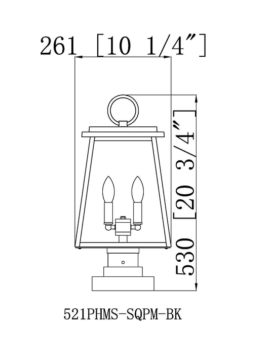 Outdoor Pier Mounted Fixture Z-Lite 521PHMS-SQPM-BK Black Broughton 2 Light Outdoor Pier Mounted Fixture Z-Lite