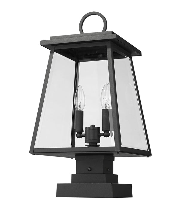 Outdoor Pier Mounted Fixture Z-Lite 521PHMS-SQPM-BK Black Broughton 2 Light Outdoor Pier Mounted Fixture Z-Lite