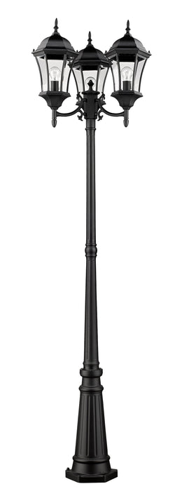 Outdoor Post Mounted Fixture Z-Lite 522MP3-BK Black Wakefield 3 Light Outdoor Post Mounted Fixture Z-Lite