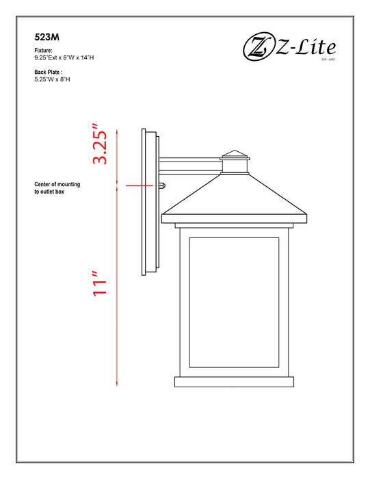 Outdoor Wall Light Z-Lite 523M Black Mesa 1 Light Outdoor Wall Light Z-Lite