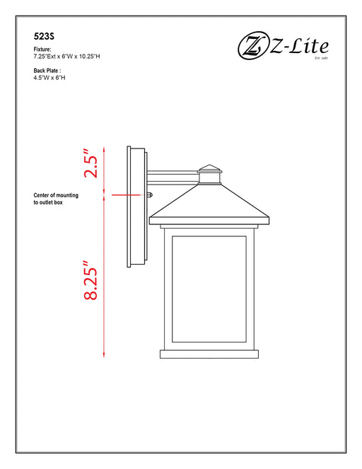 Outdoor Wall Light Z-Lite 523S Black Mesa 1 Light Outdoor Wall Light Z-Lite