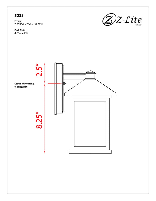 Outdoor Wall Light Z-Lite 523S Black Mesa 1 Light Outdoor Wall Light Z-Lite