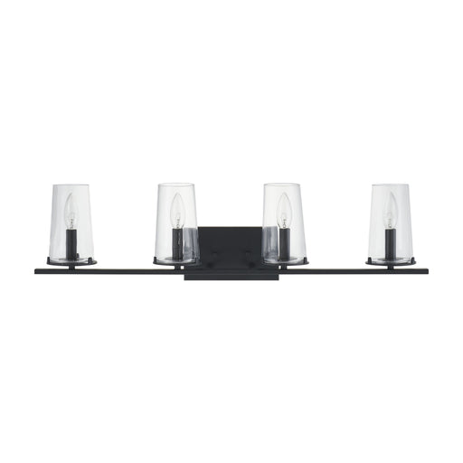 Vanity Light Thesis 206957A Jared 31 inch 4 light Matte Black Vanity Light with Clear Glass Shades THESIS