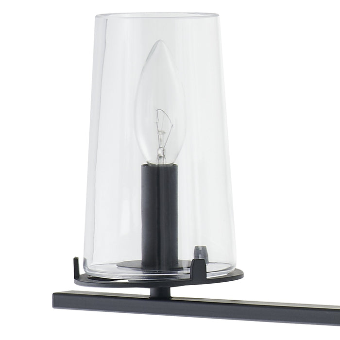 Vanity Light Thesis 206957A Jared 31 inch 4 light Matte Black Vanity Light with Clear Glass Shades THESIS