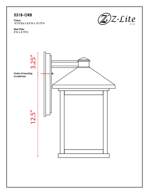 Outdoor Wall Light Z-Lite 531B-ORB Oil Rubbed Bronze Portland 1 Light Outdoor Wall Light Z-Lite