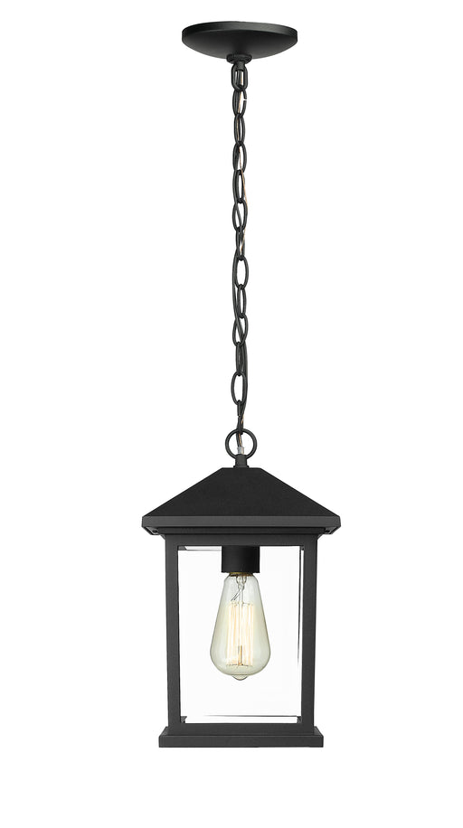 Outdoor Chain Mount Ceiling Fixture Z-Lite 531CHM-BK Black Portland 1 Light Outdoor Chain Mount Ceiling Fixture Z-Lite