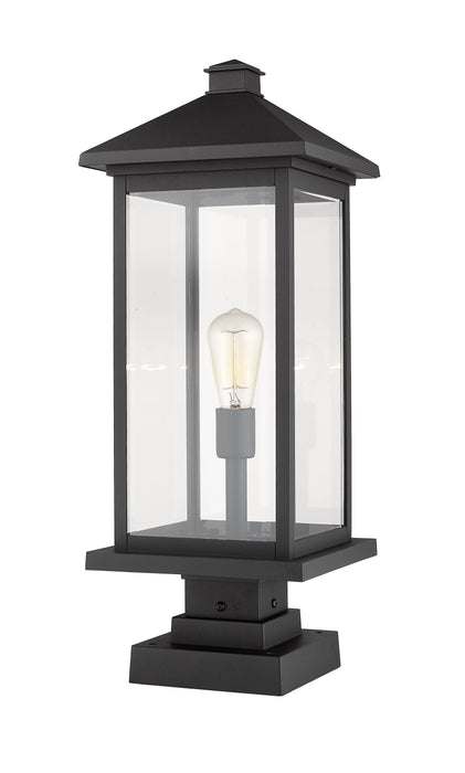 Outdoor Pier Mounted Fixture Z-Lite 531PHBXLS-SQPM-BK Black Portland 1 Light Outdoor Pier Mounted Fixture Z-Lite