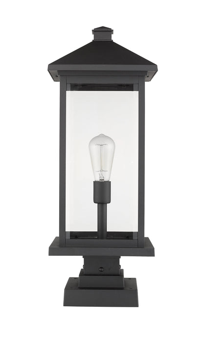 Outdoor Pier Mounted Fixture Z-Lite 531PHBXLS-SQPM-BK Black Portland 1 Light Outdoor Pier Mounted Fixture Z-Lite