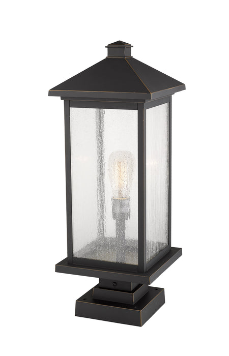 Outdoor Pier Mounted Fixture Z-Lite 531PHBXLS-SQPM-ORB Oil Rubbed Bronze Portland 1 Light Outdoor Pier Mounted Fixture Z-Lite