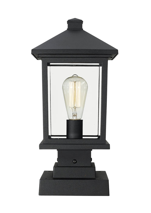 Outdoor Pier Mounted Fixture Z-Lite 531PHMS-SQPM-BK Black Portland 1 Light Outdoor Pier Mounted Fixture Z-Lite