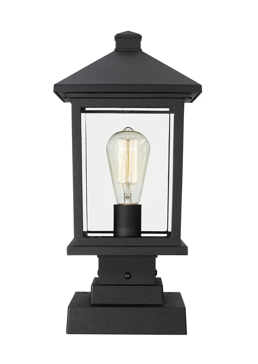 Outdoor Pier Mounted Fixture Z-Lite 531PHMS-SQPM-BK Black Portland 1 Light Outdoor Pier Mounted Fixture Z-Lite